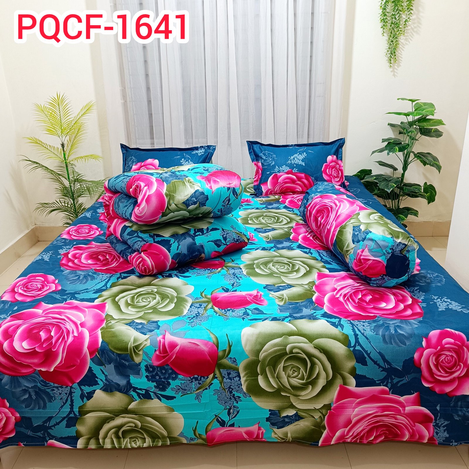 Premium Rose Floral King Size 5PCS Comforter Set | PQCF-1641