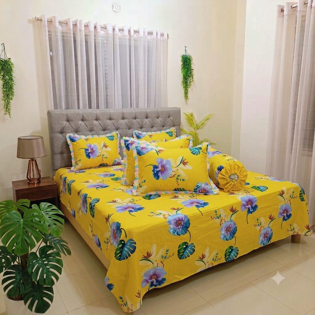 Yellow Blossom Luxury Bedsheet Set