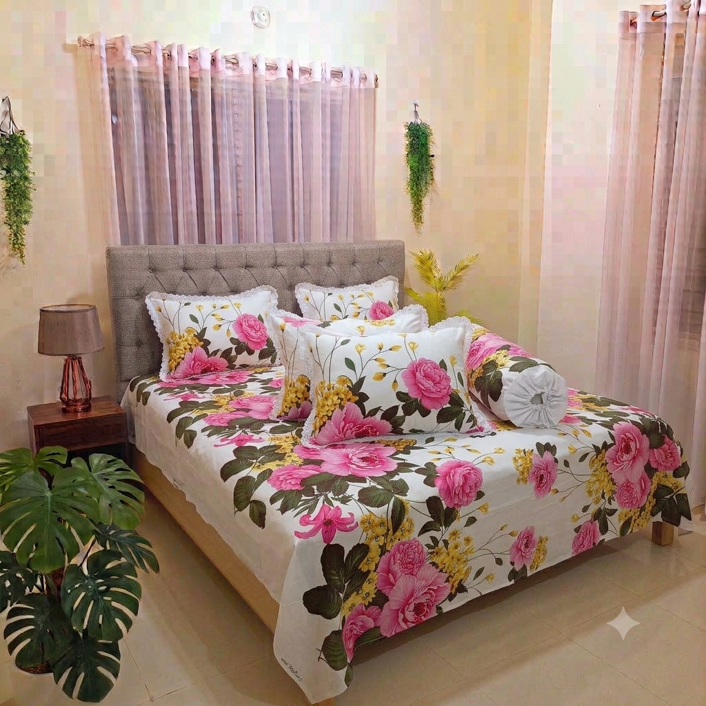 Luxury Pink Blossom Bedsheet Set