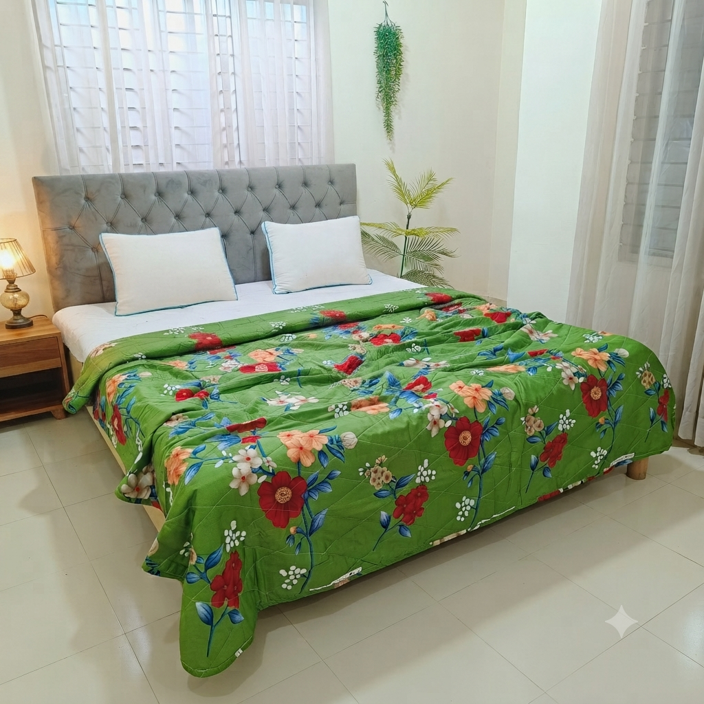 Green Floral Breeze AC Quilt