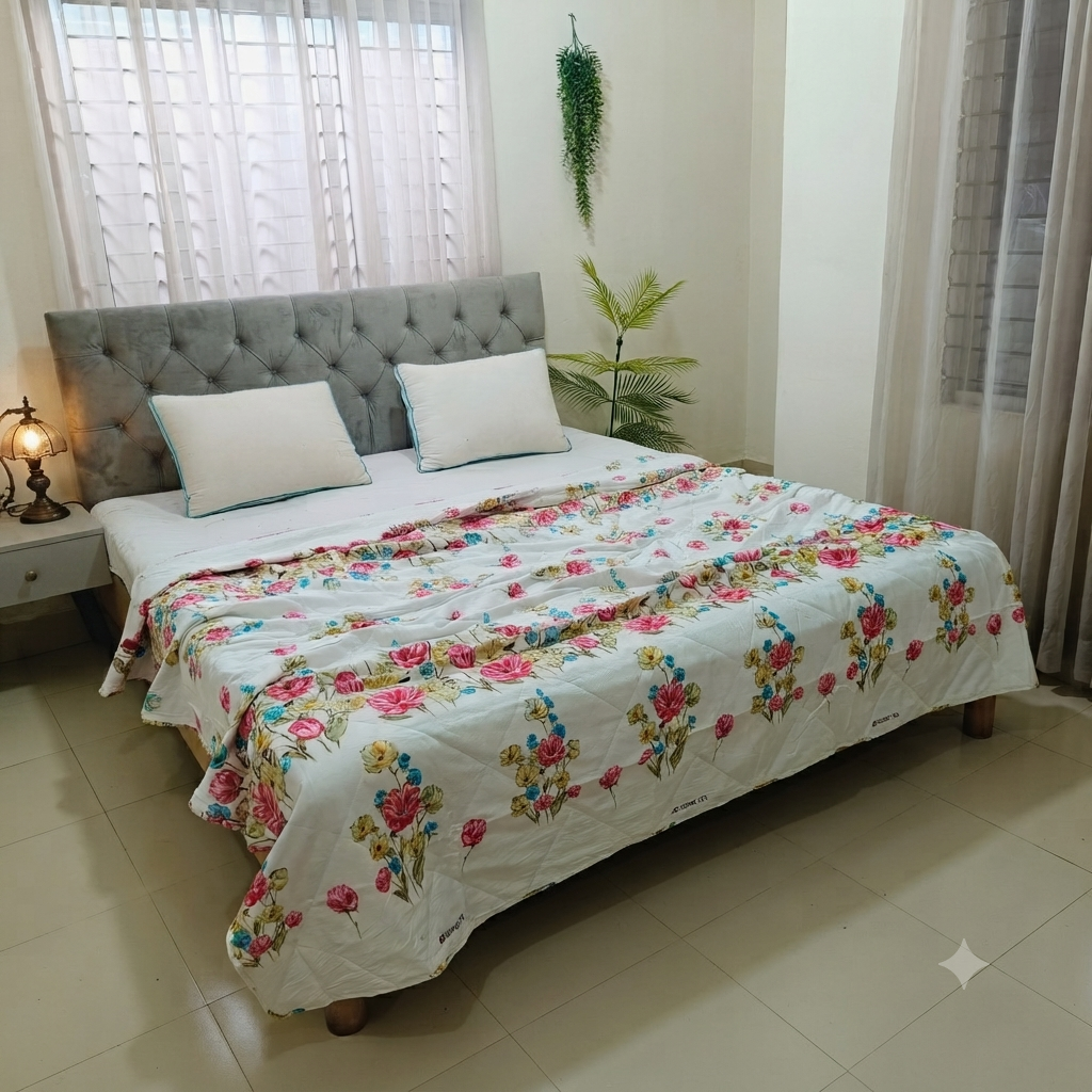 White Blossom Garden AC Quilt