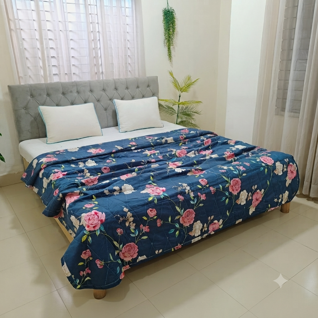 Premium Vintage Rose AC Quilt | Gray Floral Collection