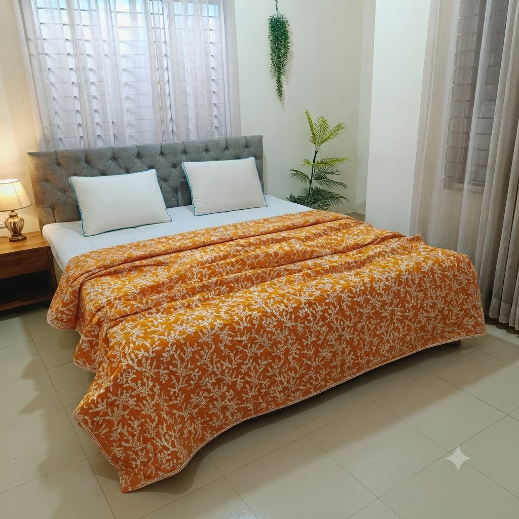 Amber Bloom Cotton Quilt