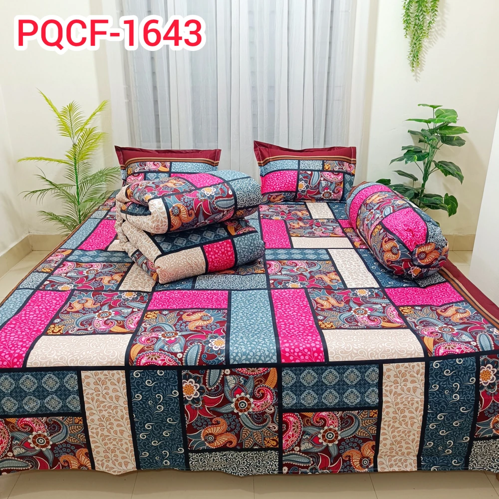 Premium Patchwork Floral King Size 5PCS Comforter Set | PQCF-1643