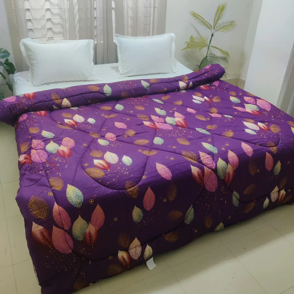 Floral Coffee Color King Size Comforter  | PQC-9004