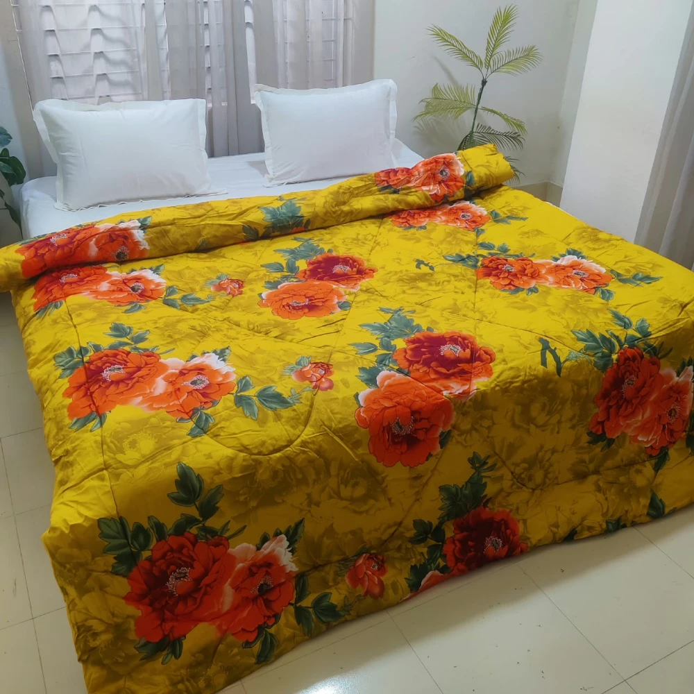 Floral Yellow Color King Size Comforter  | PQC-9005