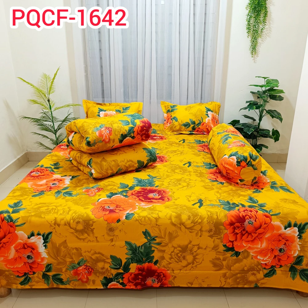 Floral Yellow Color King Size 5pcs Comforter Set | PQCF-1642