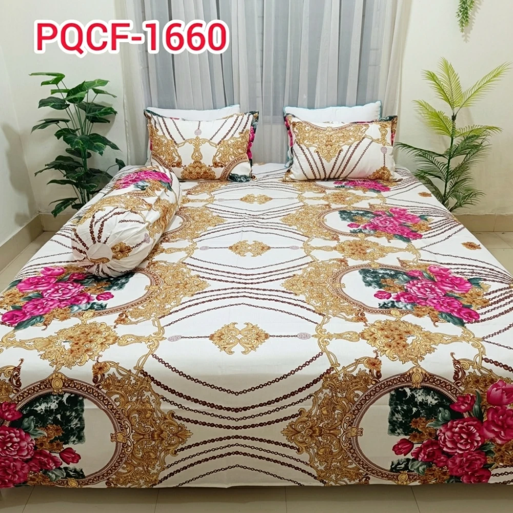 Premium White Floral bedsheet set