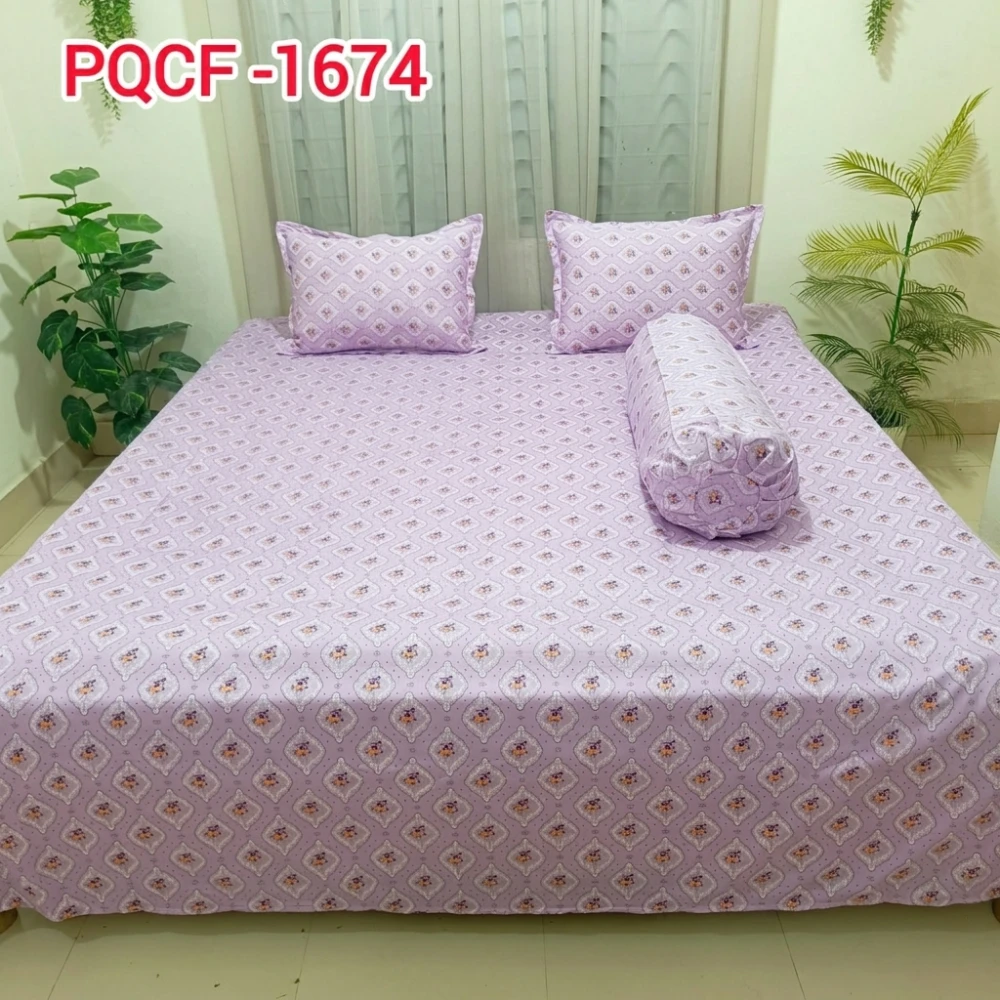 Premium Light Purple Diamond Pattern Bedsheet Set