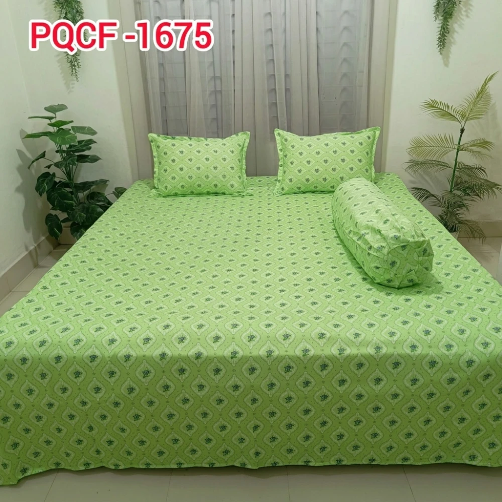 Premium Light Green Diamond Pattern Bedsheet Set