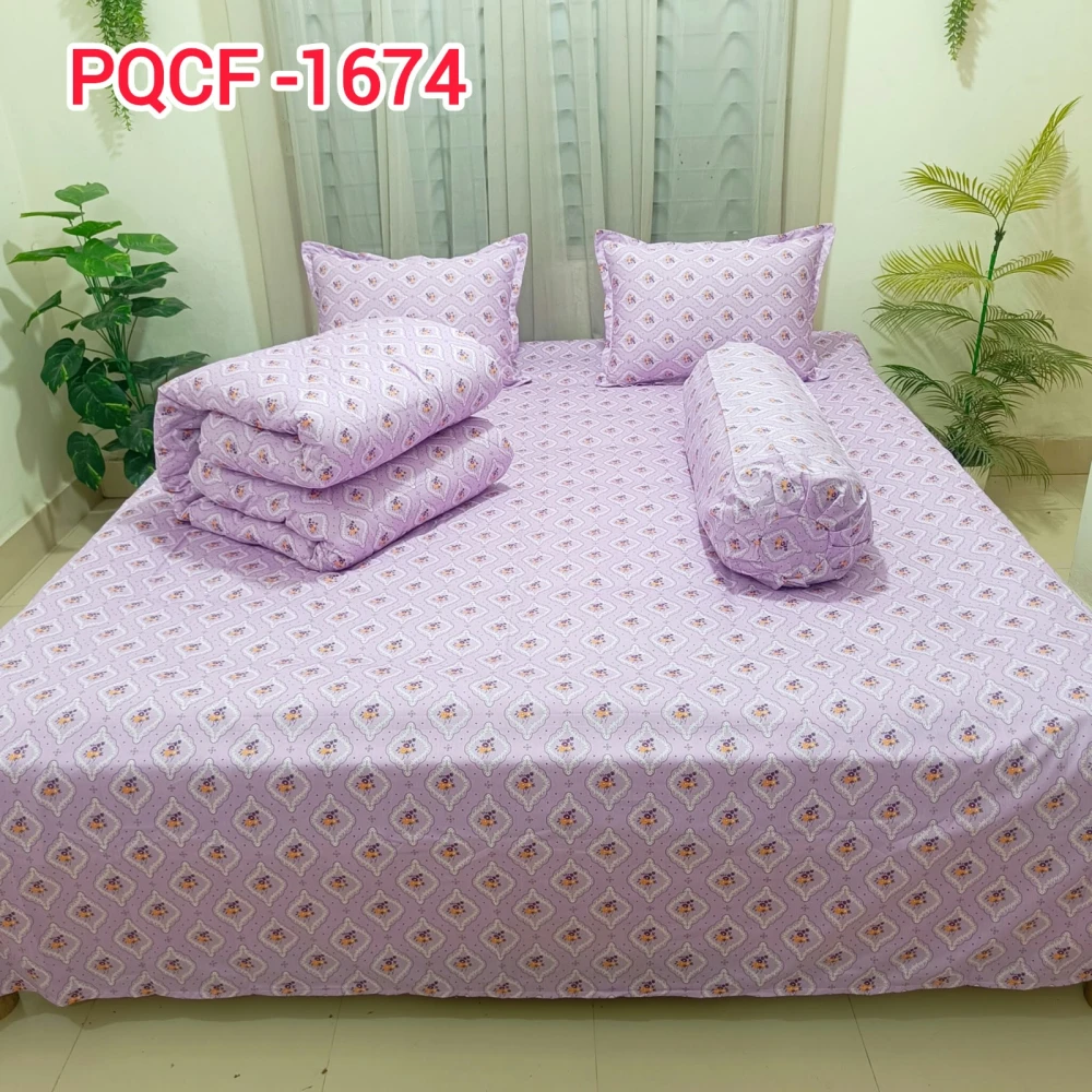 Premium Lavender Diamond Pattern Luxury King Size 5PCS Comforter Set PQCF-1674